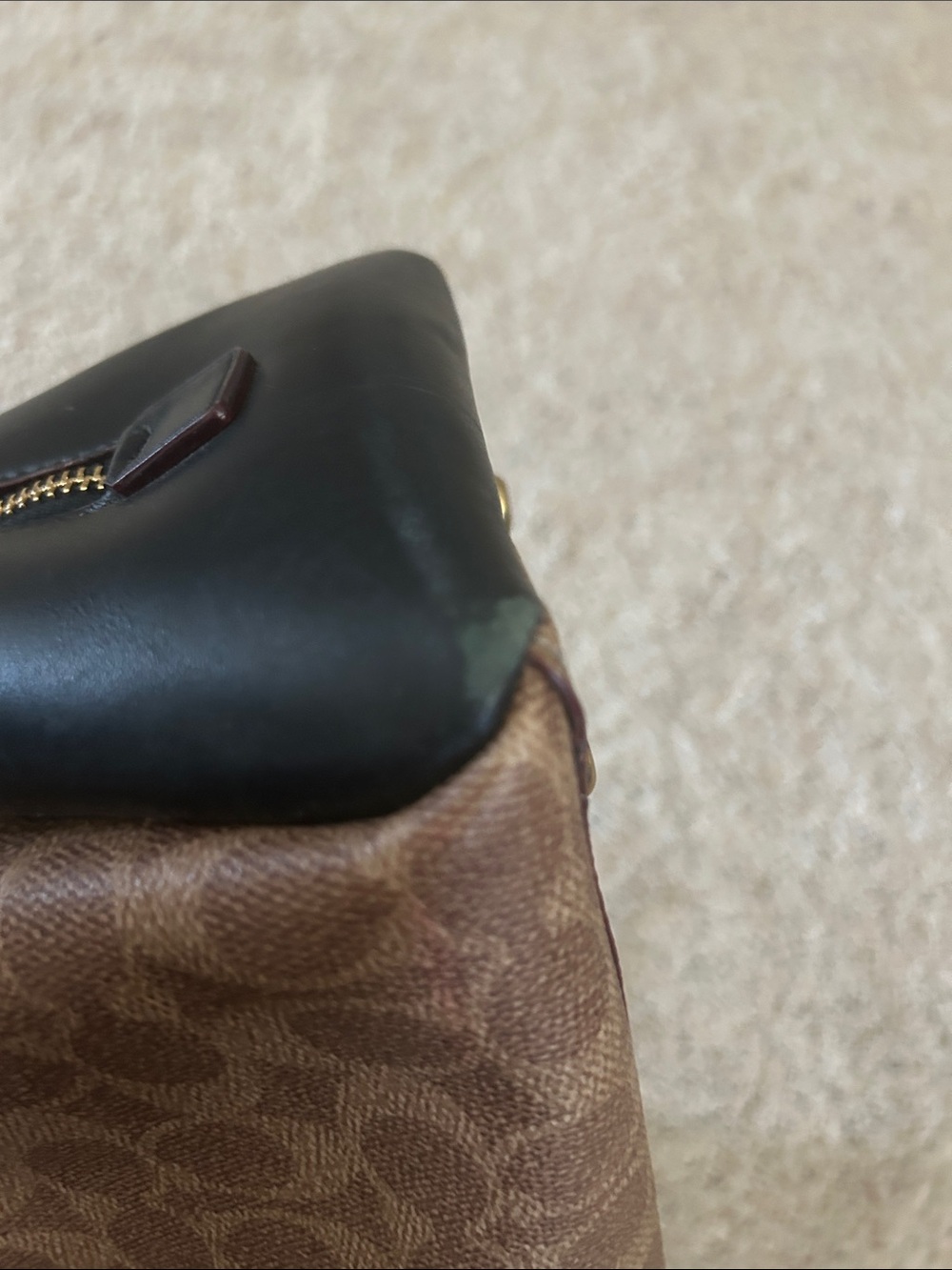 Coach Lora Color-block Tan/Rust Leather Signature Logo Carryall Tote Bag Purse 👜 - Picture 15 of 16